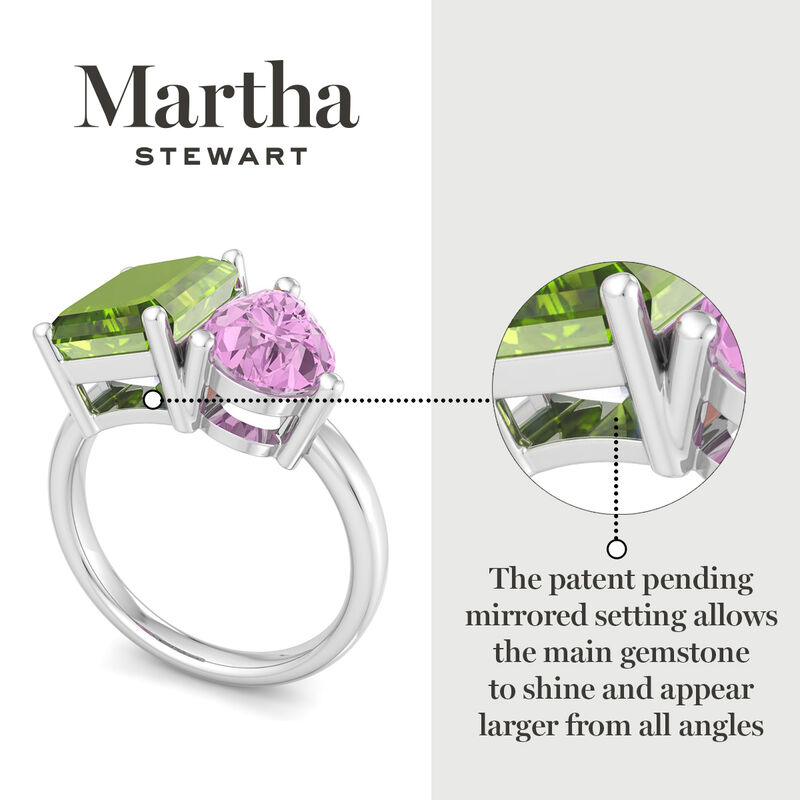 Martha Stewart 4 3/4ctw. Peridot & Pink Sapphire Two Stone Ring In Sterling Silver image number null